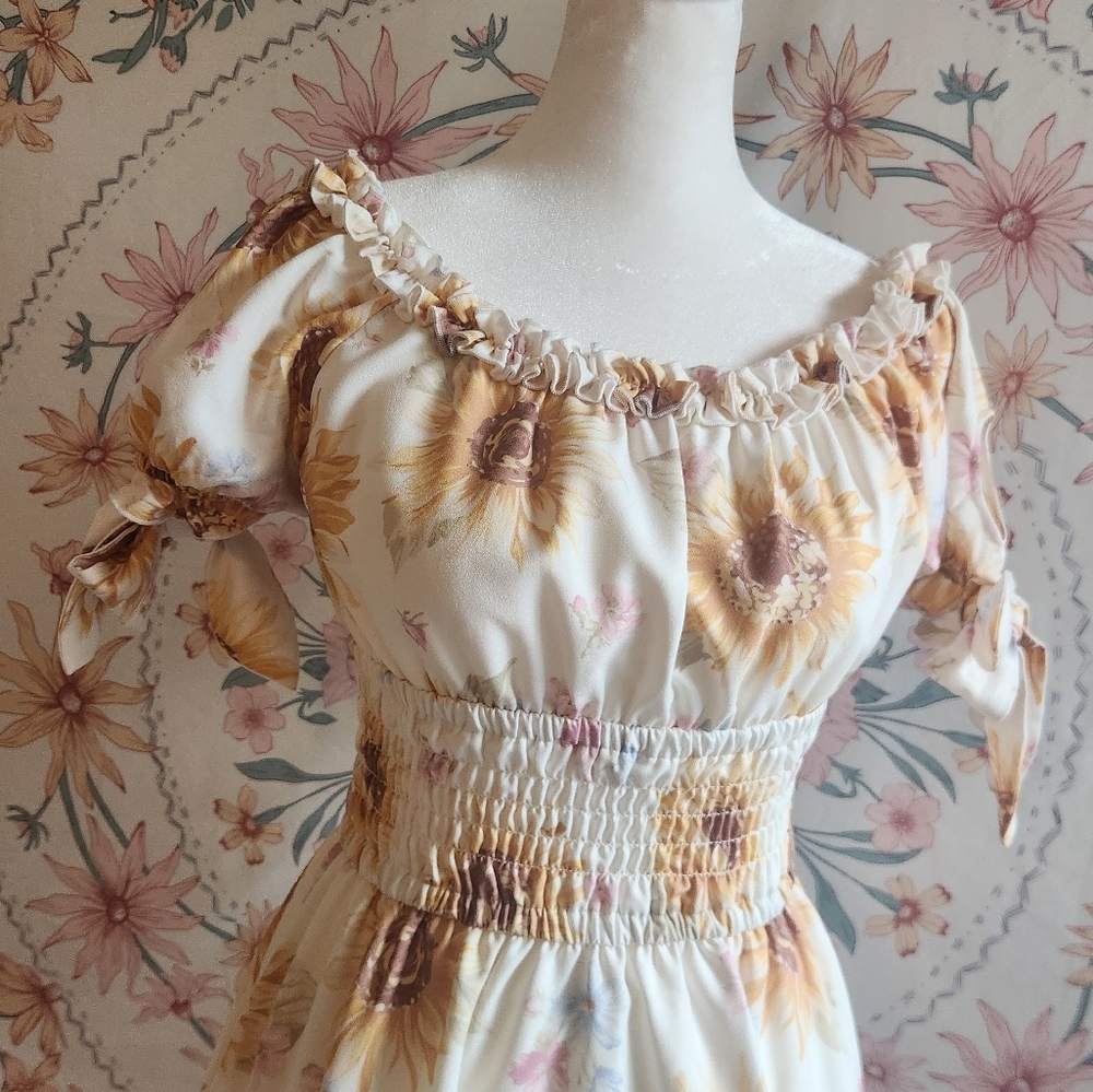 Liz Lisa Sunflower Floral Print Onepiece Dress Vintage Y2k Iconic Gyaru Gal Mori - Picture 5 of 12